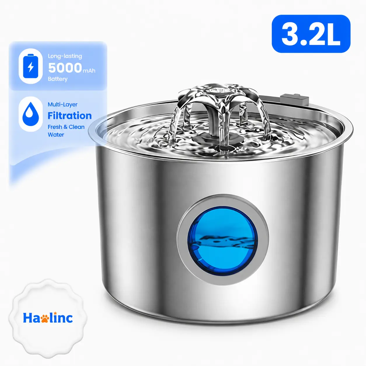 TY10 round flower-shaped stainless steel pet water fountain