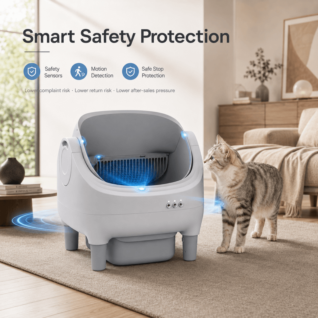 Offene automatische Mini-F Katzentoilette im Haushalt