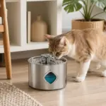 TY10 Diamond Flower-shaped Stainless Steel Cat Water Fountain