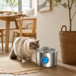 TY10 Round Flower-Shaped Stainless Steel Pet Water Fountain