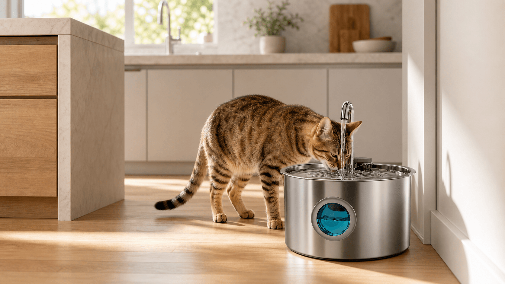 TY10 Round Window Faucet Stainless Steel Pet Water Fountain product visual 3