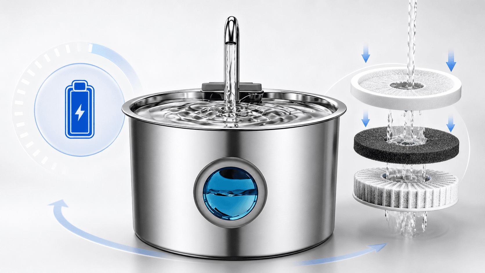TY10 Round Window Faucet Stainless Steel Pet Water Fountain product visual 2
