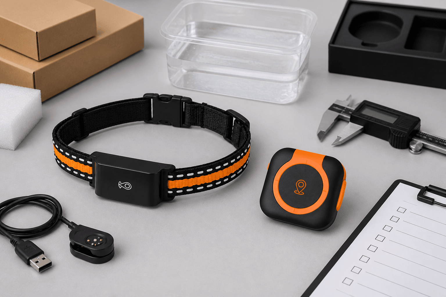 Haolinchen C08 and C09 pet GPS tracker samples during wholesale quality inspection