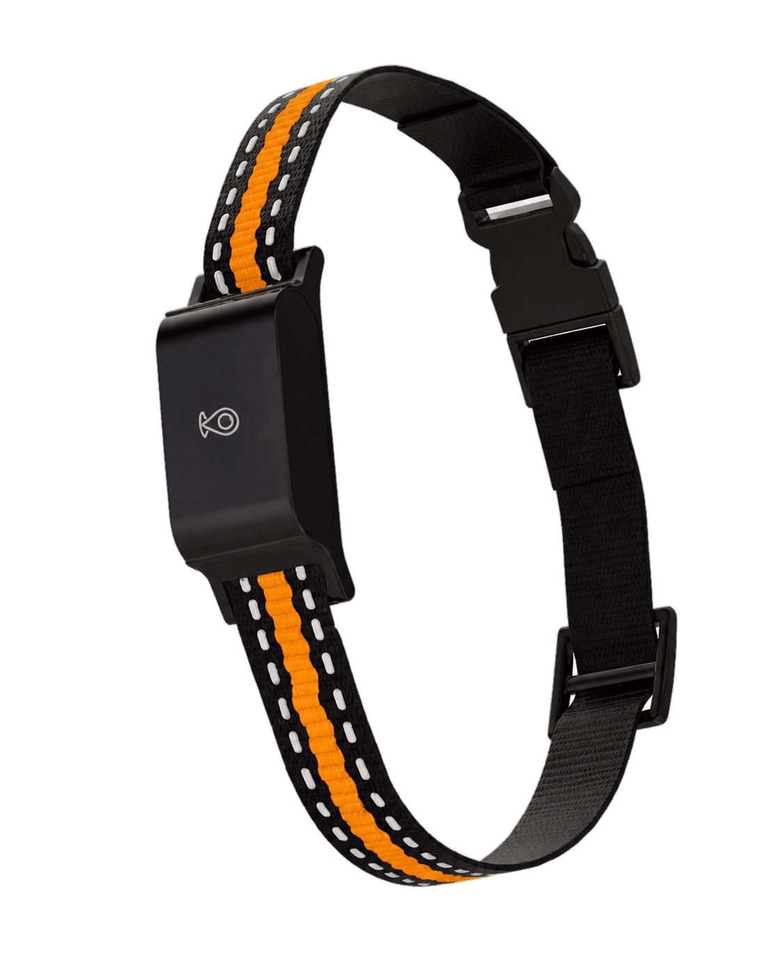 Transparent cutout of the C09 black and orange GPS tracker collar