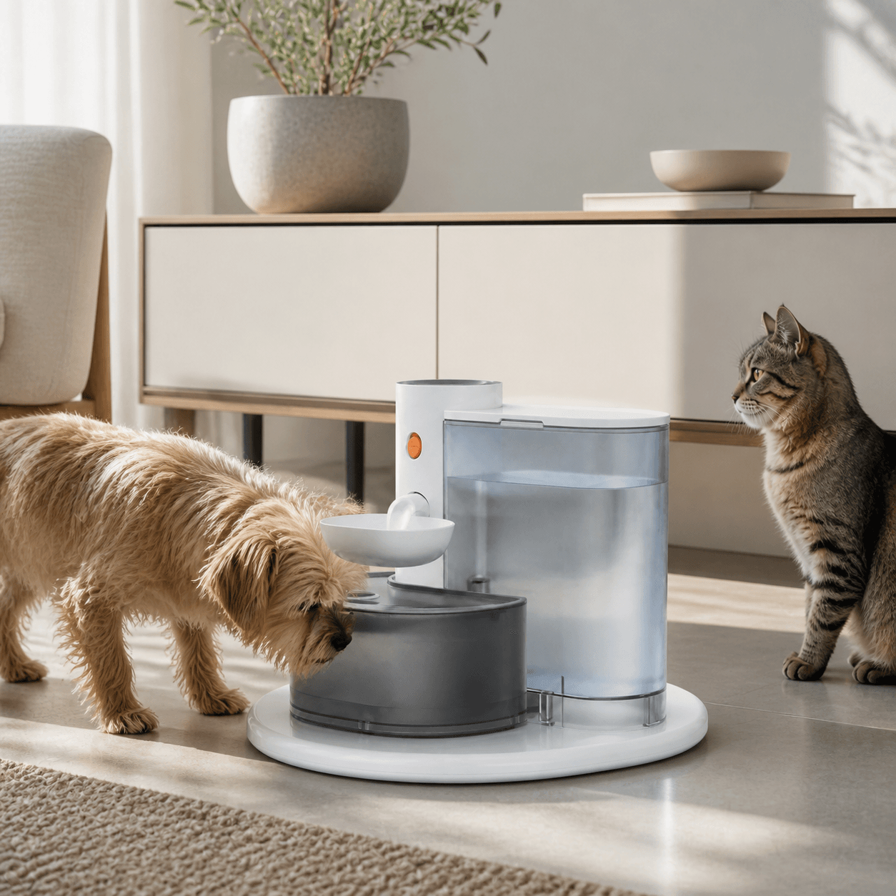 Gravity water dispenser for multi-pet homes