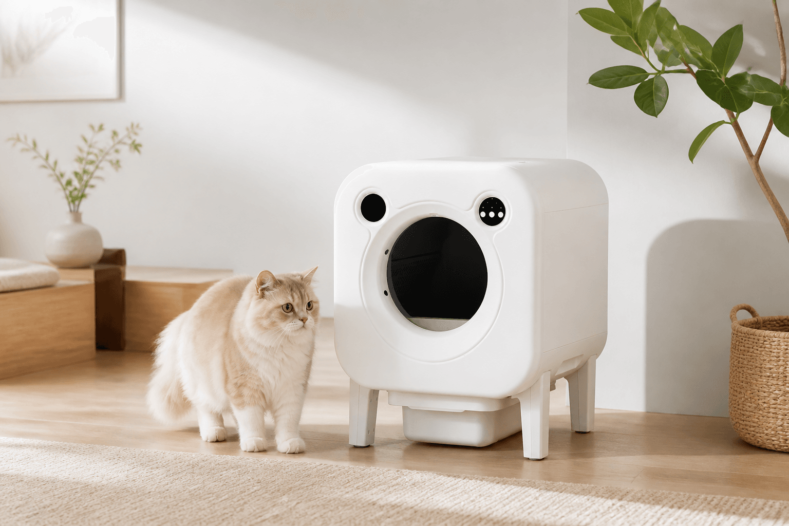 Haolinchen high-end automatic cat litter box in a premium home pet area