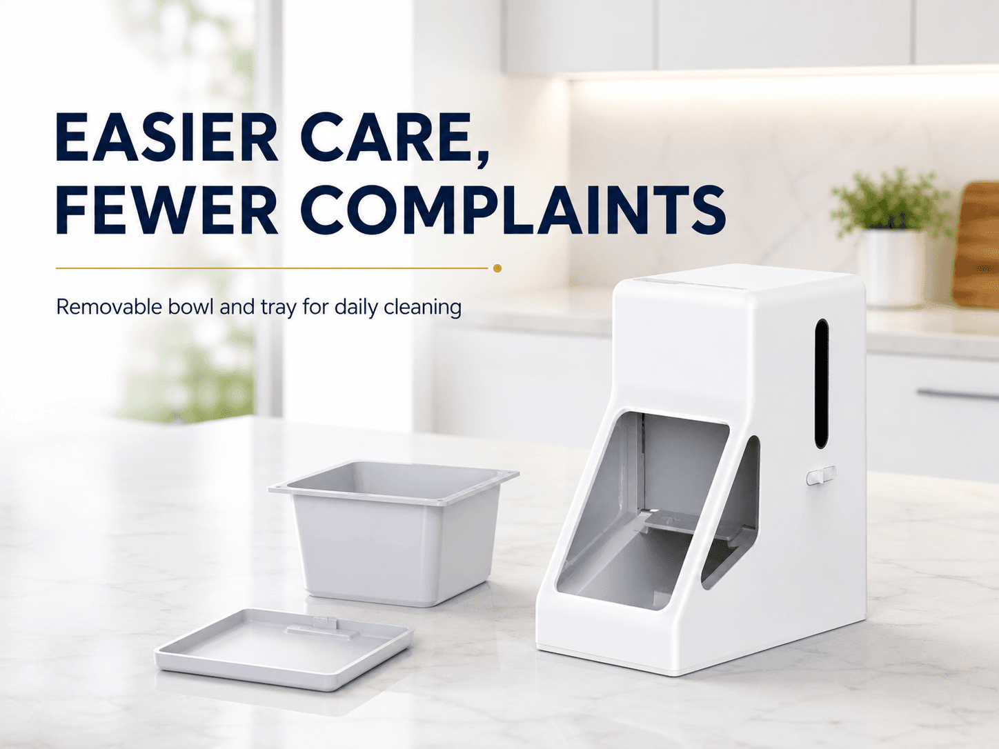 PTM-90A1 removable bowl and tray support easier daily cleaning