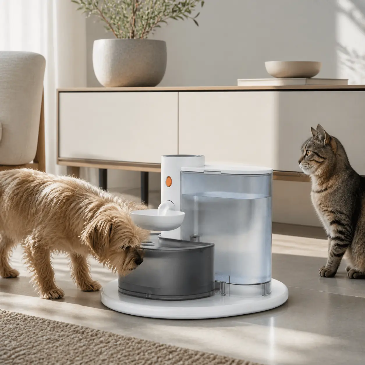 Distributeur d’eau par gravité pour foyers avec plusieurs animaux
