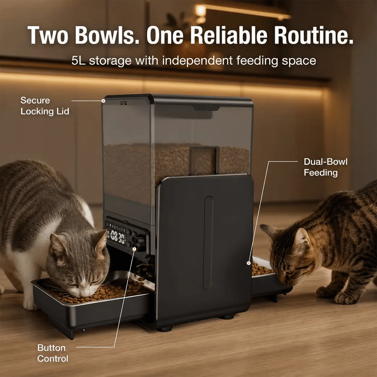 XWSQ01 5L Adjustable Dual-Bowl Pet Feeder product visual 1